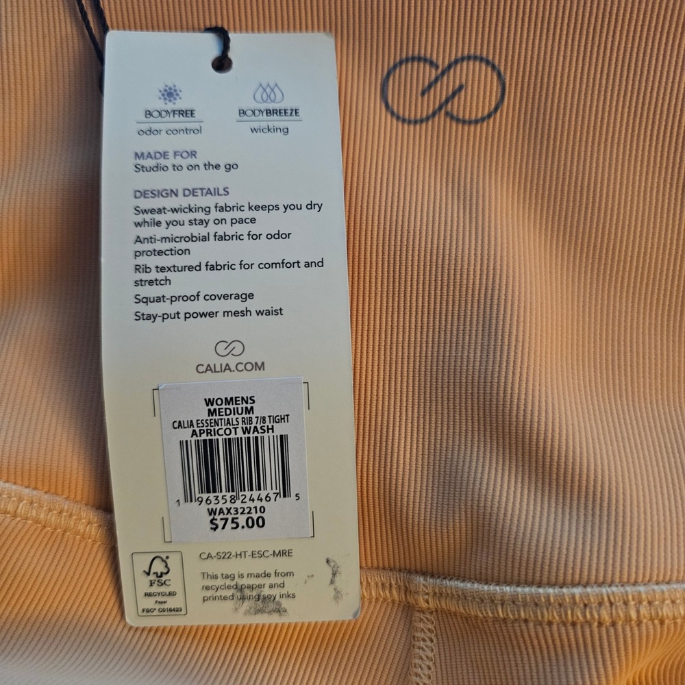 NWT CALIA Carrie Underwood Women's Medium High Rise 7/8 Rib Legging Apricot Wash - Picture 5 of 6